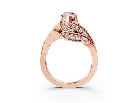 Rose gold Fancy Pink Marquise Cut Diamond Solitaire Ring with Prong Setting and Twisted Pavé Band_15