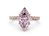 Rose gold Fancy Pink Marquise Cut Diamond Solitaire Ring with Round  Pavé Band and Four-Prong Setting_36