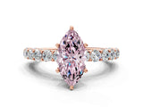 Rose gold Fancy Pink Marquise Cut Diamond Solitaire Ring with Shared Prong Pavé Band and Four-Prong Setting_58