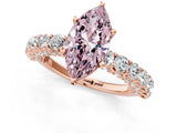 Rose gold Fancy Pink Marquise Cut Diamond Solitaire Ring with Shared Prong Pavé Band and Four-Prong Setting_59