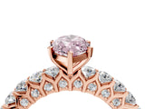Rose gold Fancy Pink Marquise Cut Diamond Solitaire Ring with Shared Prong Pavé Band and Four-Prong Setting_62
