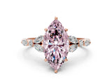 Rose gold Fancy Pink Marquise Cut Diamond Solitaire Ring with Side Stones and Four-Prong Setting_92
