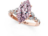 Rose gold Fancy Pink Marquise Cut Diamond Solitaire Ring with Side Stones and Four-Prong Setting_93