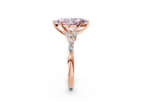 Rose gold Fancy Pink Marquise Cut Diamond Solitaire Ring with Side Stones and Four-Prong Setting_94