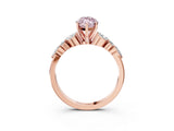 Rose gold Fancy Pink Marquise Cut Diamond Solitaire Ring with Side Stones and Four-Prong Setting_95