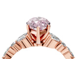 Rose gold Fancy Pink Marquise Cut Diamond Solitaire Ring with Side Stones and Four-Prong Setting_96