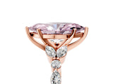 Rose gold Fancy Pink Marquise Cut Diamond Solitaire Ring with Side Stones and Four-Prong Setting_97
