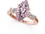 Rose gold Fancy Pink Marquise  Cut Diamond Solitaire Ring with Tapered Baguette Accents and Four-Prong Setting_44