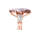 Rose gold Fancy Pink Marquise  Cut Diamond Solitaire Ring with Tapered Baguette Accents and Four-Prong Setting_48