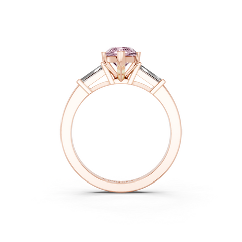 Rose gold Fancy Pink Marquise  Cut Diamond Solitaire Ring with Tapered Baguette Accents and Four-Prong Setting_7