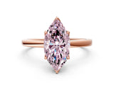Rose gold Fancy Pink Marquise Cut Diamond Solitaire Ring with Thin Band and Prong Setting_12