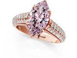 Rose gold Fancy Pink Marquise Cut Diamond Solitaire Ring with Three-Row Pavé Band and Four-Prong Setting_38