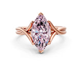 Rose gold Fancy Pink Marquise Cut Diamond Solitaire Twist Band Prong Setting Ring_67