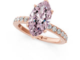 Rose gold Fancy Pink Marquise  Cut Diamond Solitaire with Pave Band and Four-Prong Setting 1