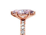 Rose gold Fancy Pink Marquise  Cut Diamond Solitaire with Pave Band and Four-Prong Setting 6