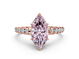 Rose gold Fancy Pink Marquise  Cut Diamond Solitaire with Pave Band and Four-Prong Setting_113