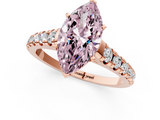 Rose gold Fancy Pink Marquise  Cut Diamond Solitaire with Pave Band and Four-Prong Setting_114