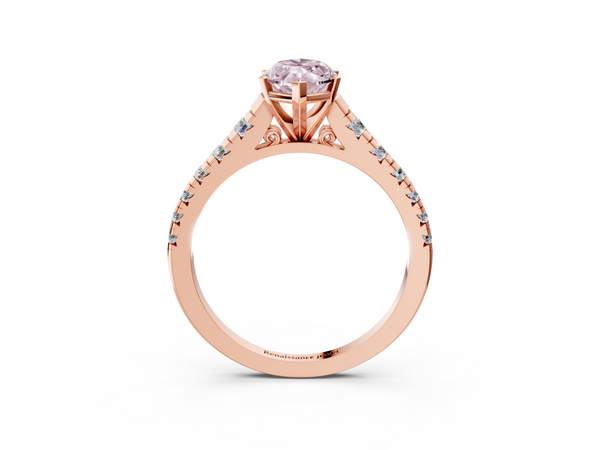 Rose Gold Marquise Graduated Cathedral Engagement Ring Setting for Fancy Pink Center