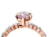 Rose gold Fancy Pink Marquise Cut Diamond Solitaire with Side Stones, Pave Band, Four-Prong Setting_107