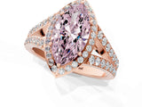 Rose gold Fancy Pink Marquise Cut Diamond Split Shank Halo Ring with Four-Prong Setting_42