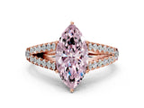 Rose gold Fancy Pink Marquise Cut Diamond Split Shank Pavé Engagement Ring with Four-Prong Setting_100