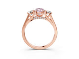 Rose gold Fancy Pink Marquise Cut Diamond Three-Stone Engagement Ring with Prong Setting and Pavé Band_3