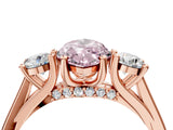 Rose gold Fancy Pink Marquise Cut Diamond Three-Stone Engagement Ring with Prong Setting and Pavé Band_4
