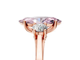 Rose gold Fancy Pink Marquise Cut Diamond Three-Stone Engagement Ring with Prong Setting and Pavé Band_5
