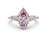 Rose gold Fancy Pink Marquise Cut Diamond Three-Stone Ring with Pear Side Stones and Four-Prong Setting_72