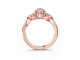 Rose gold Fancy Pink Marquise Cut Diamond Three-Stone Ring with Pear Side Stones and Four-Prong Setting_75