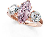 Rose gold Fancy Pink Marquise Cut Diamond Three-Stone Ring with Prong Setting and Classic Band_111