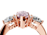 Rose gold Fancy Pink Marquise Cut Diamond Three-Stone Ring with Prong Setting and Classic Band_114