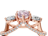 Rose gold Fancy Pink Marquise Cut Diamond Three-Stone Ring with Prong Setting and Pavé Band_4