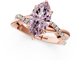 Rose gold Fancy Pink Marquise  Cut Diamond Twist Band Solitaire with Prong Setting_39