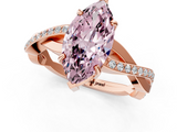 Rose gold Fancy Pink Marquise  Cut Diamond Twisted Band Engagement Ring with Prong Setting_4