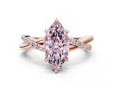Rose gold Fancy Pink Marquise  Cut Diamond Twisted Band with Pavé Setting and Four-Prong Setting_20