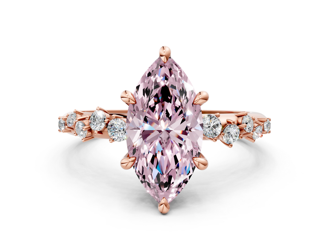 Rose gold Fancy Pink Marquise  Cut Diamond Vine Band with Four-Prong Setting_56