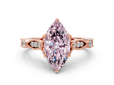 Rose gold Fancy Pink Marquise  Cut Diamond with Milgrain Marquise and Bezel Accents on a Solitaire Band with Prong Setting_212