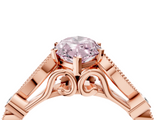 Rose gold Fancy Pink Marquise  Cut Diamond with Milgrain Marquise and Bezel Accents on a Solitaire Band with Prong Setting_216