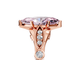 Rose gold Fancy Pink Marquise  Cut Diamond with Milgrain Marquise and Bezel Accents on a Solitaire Band with Prong Setting_217