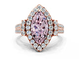 Rose gold Fancy Pink Marquise  Cut Double Halo Diamond Engagement Ring with Pave Band and Four-Prong Setting_43