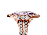Rose gold Fancy Pink Marquise  Cut Double Halo Diamond Engagement Ring with Pave Band and Four-Prong Setting_48