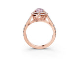 Rose gold Fancy Pink Marquise  Cut Double Halo Split Shank Diamond Ring with Prong Setting_52