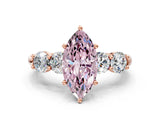 Rose gold Fancy Pink Marquise  Cut Five-Stone Prong Set Diamond Ring with Classic Band_32