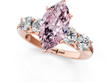 Rose gold Fancy Pink Marquise  Cut Five-Stone Prong Set Diamond Ring with Classic Band_33