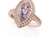 Rose gold Fancy Pink Marquise Cut Halo Bezel Diamond Pave Band Ring_1
