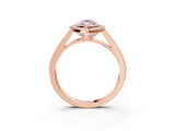 Rose gold Fancy Pink Marquise Cut Halo Bezel Diamond Pave Band Ring_3