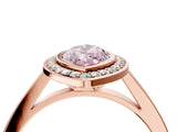 Rose gold Fancy Pink Marquise Cut Halo Bezel Diamond Pave Band Ring_4