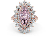Rose gold Fancy Pink Marquise Cut Halo Cluster Diamond Ring with Pave Band and Four-Prong Setting_12