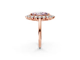 Rose gold Fancy Pink Marquise Cut Halo Cluster Diamond Ring with Pave Band and Four-Prong Setting_14